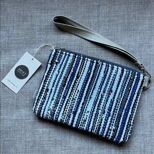 Tonle Zero Waste Handmade Textured Blue Zippered Clutch Bag